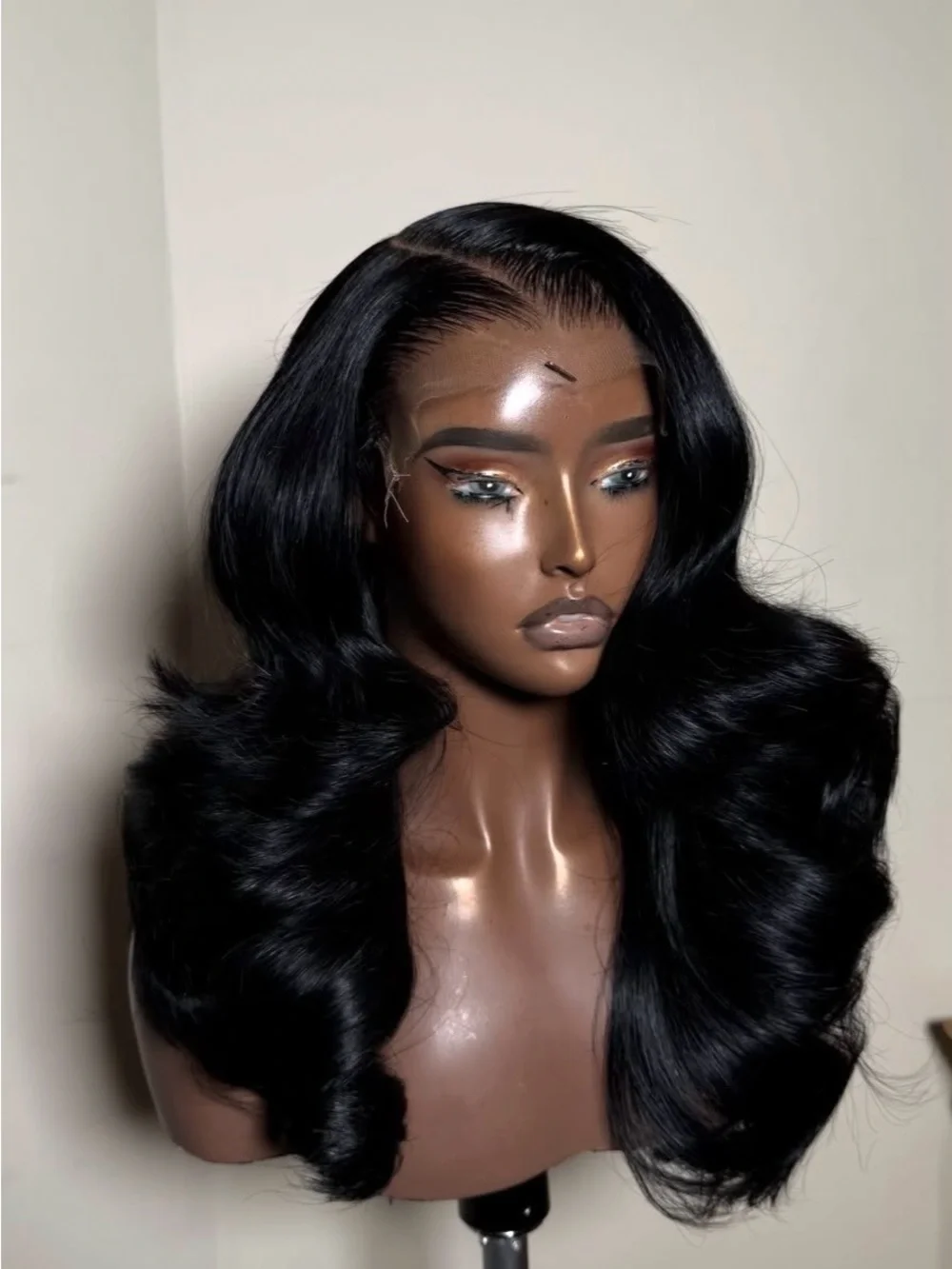 Luxury Black Body Wave Lace Front Wig - Natural Shine